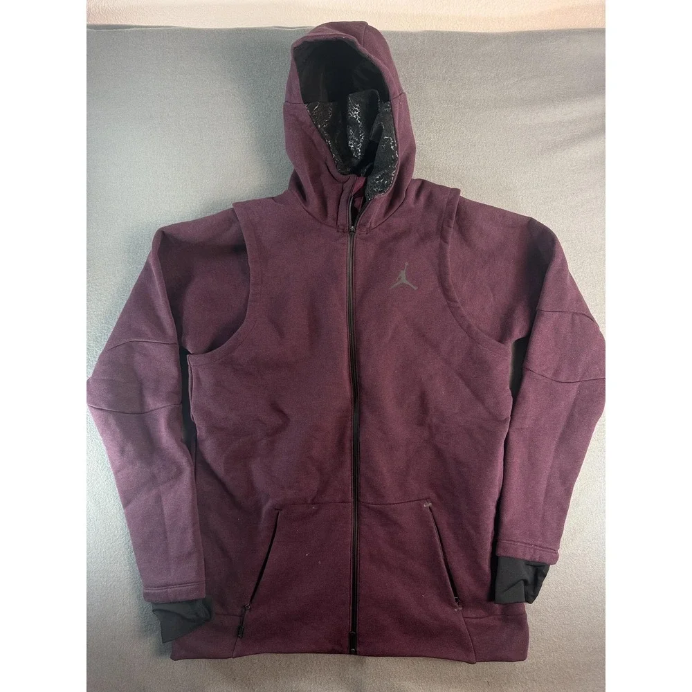 Jordan‎ Hoodie Mens XLT Purple Zip Fleece Shield Elephant Print Face Mask